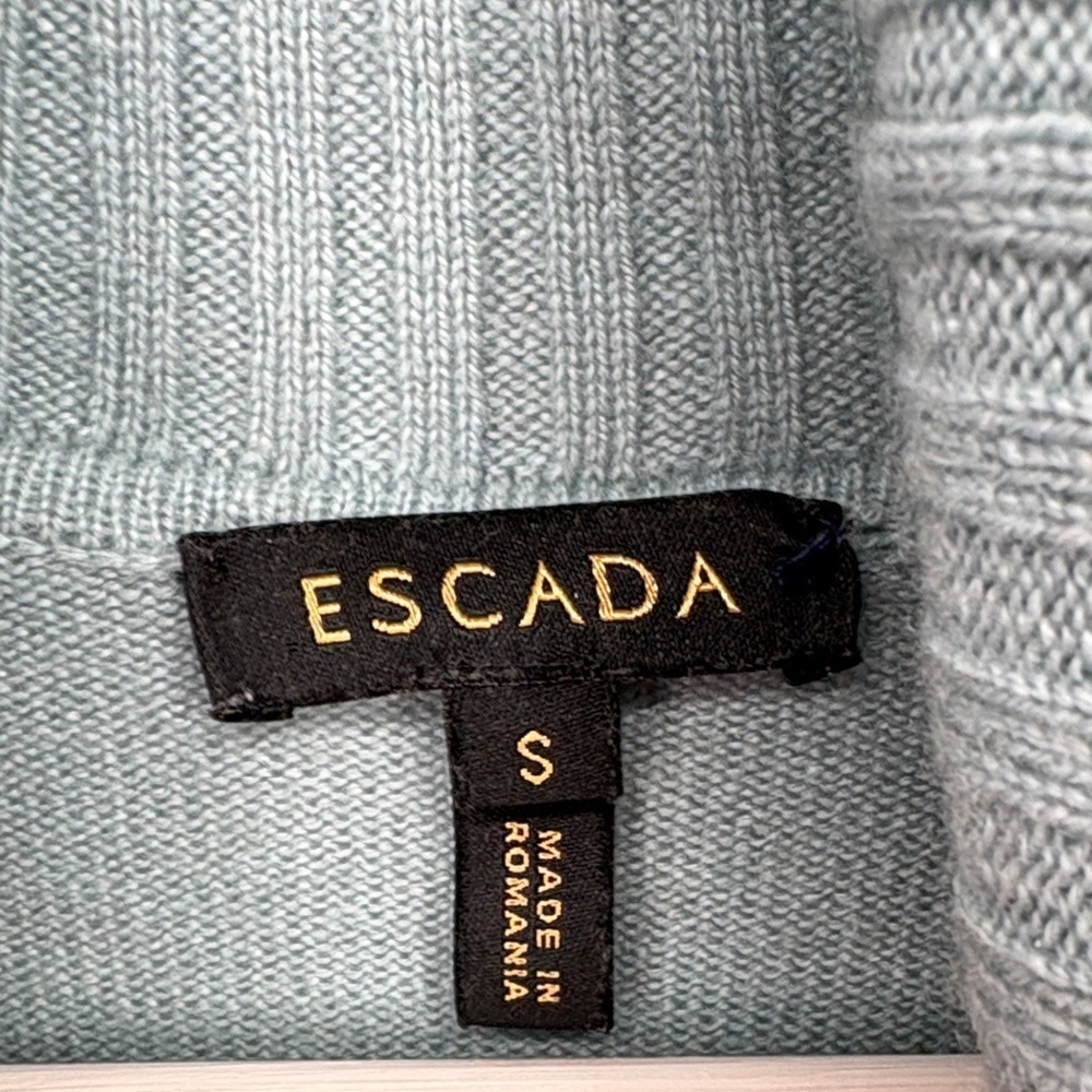 🦓 Escada cashmere turtleneck, blue green Neck Sweater - - Picture 2 of 7